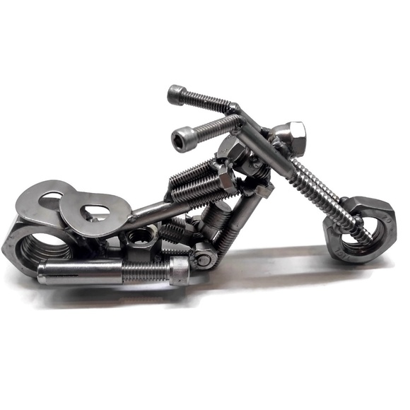 Scrap Metal Art Motorcycle Figurine, Perfect Gift! - Picture 6 of 8